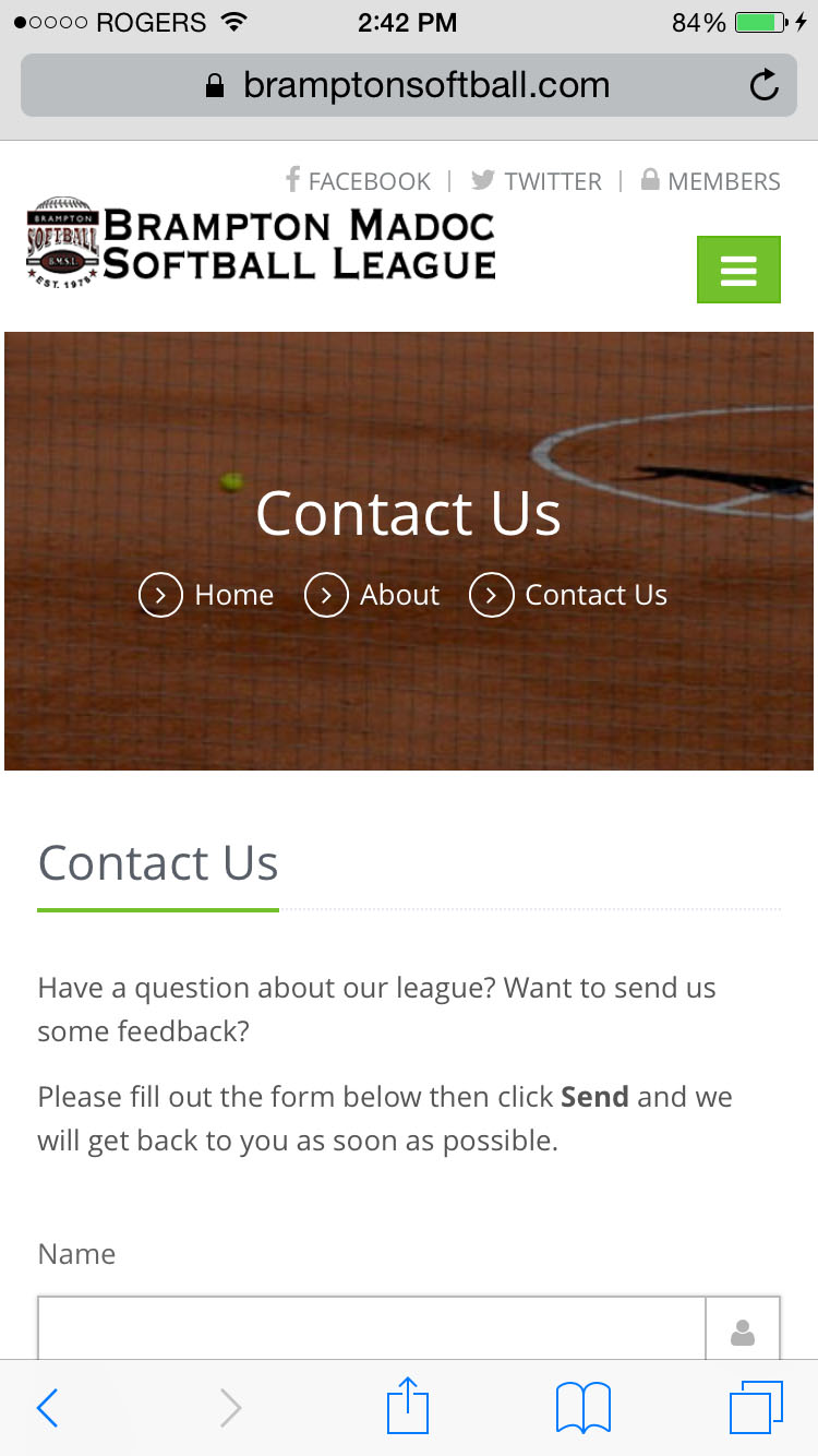 Mobile Contact Form